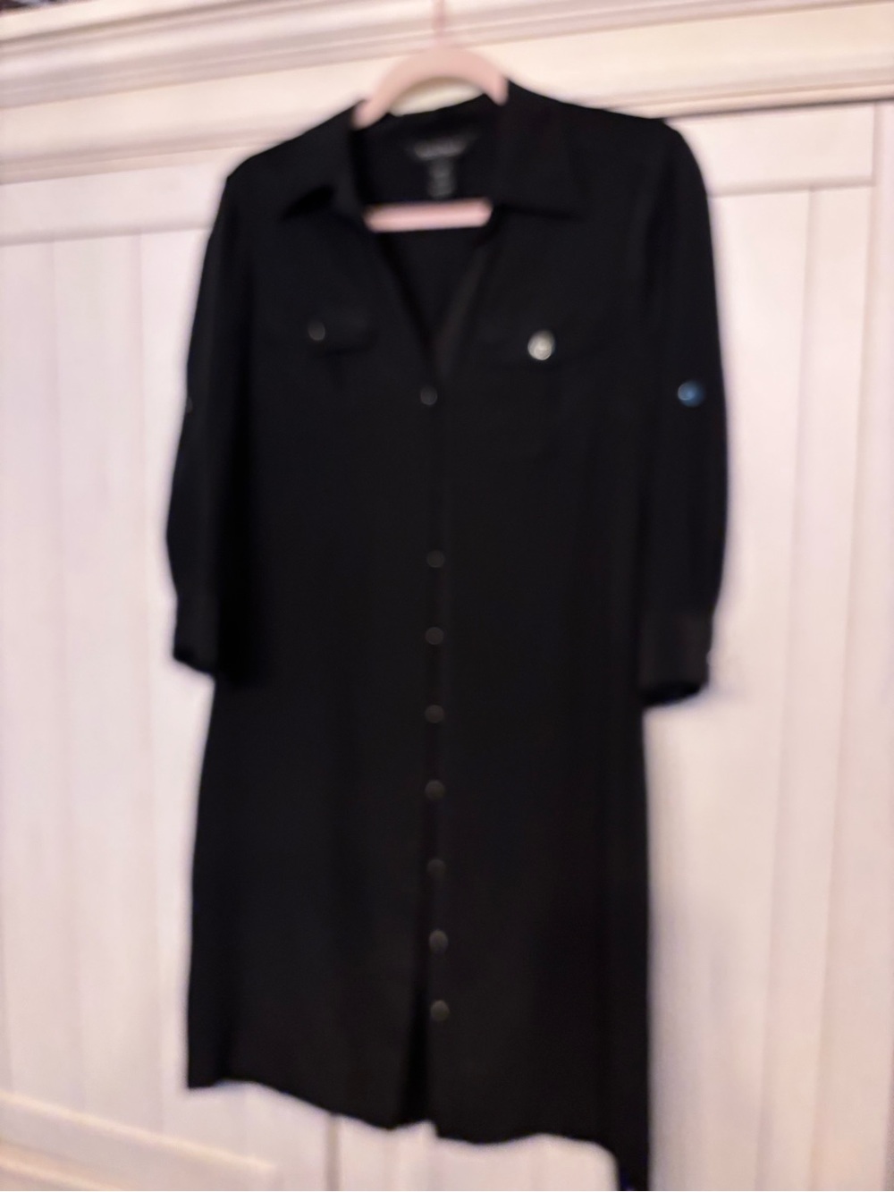 White House Black Market Black Silk Button-Up dress